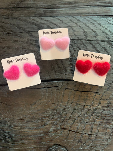 Fuzzy Heart Earrings